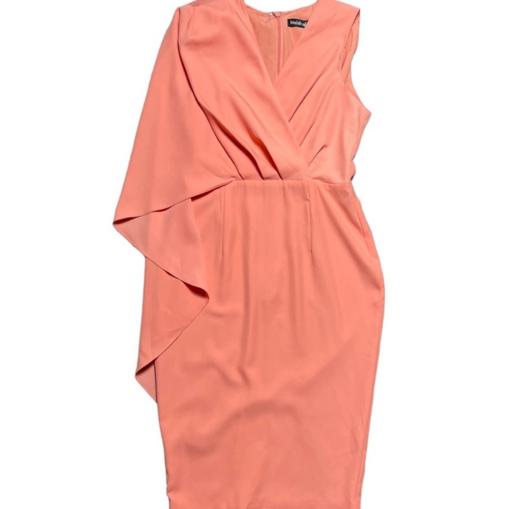 Lavish Alice Once Shoulder Cantaloupe Cape Dress